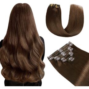 YILITE Jet Black Clip in Hair Extensions 100% Real Human Hair 8Pcs/Pack 100g Natural Silky Double Weft Hair Extensions Clip ins Straight Thick Clip in Hair Extensions for Women (12inches #1 Jet Black) in Saudi Arabia