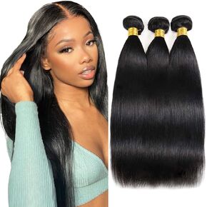 Human Hair Bundles (10 12 14 Inch) Body Wave 3 Bundles Human Hair Brazilian Virgin Remy Wet and Wavy Black Weave Hair Bundles Double Weft 100% Unprocessed Extension Natural Color in Saudi Arabia