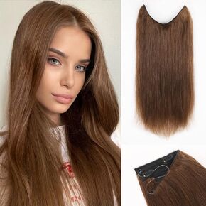 Invisible Wire Hair Extensions with Transparent Headband Adjustable Size 4 Secure Clips Straight Secret Hairpiece for Women（70g,12Inch Bleached Blonde）