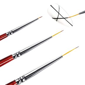 مجموعة فرش طلاء الأظافر مكونة من 3 قطع فرشاة تخطيط للأظافر للخطوط الرفيعة والطويلة، طلاء جل للأشعة فوق البنفسجية، فرش تصميم لتحديد الخطوط، قلم رسم منقط، فرش أظافر لفن الأظافر (7/9/12 مم) in Kuwait