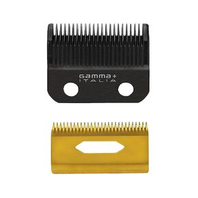 GAMMA+ Replacement Fixed Black Diamond Carbon DLC Taper Hair Clipper Blade with Moving Gold Titanium Deep Tooth Cutter Set in Kuwait