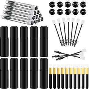 30 Pieces Nose Brushes Set 1.8oz Empty Bottle Travel Soap Bottle and Lash Shampoo Brushes Diamond Eyelash Foaming Soap Pump Dispenser Lash Wand Makeup Tool for Women, 50ml(Black)