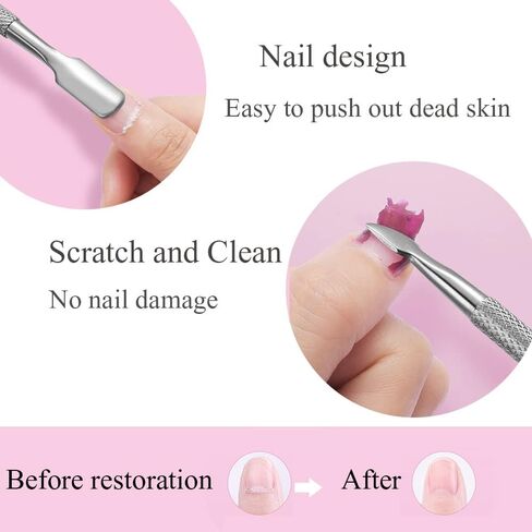 Metal Cuticle Pusher Dual Head Nail Scraper Cuticle Pusher Stainless Steel Professional Stainless Steel Cuticle Stick for Fingernails and Toenails(5pcs) in Kuwait