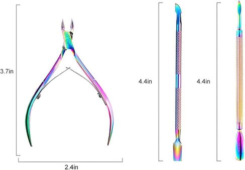 مجموعة تشذيب الجلد الميت من 6 قطع من Ruihao مع أداة دفع للزوائد اللحمية وقصاصة للزوائد اللحمية ومجموعة دافعة، أداة تشذيب الجلد الميت من الفولاذ المقاوم للصدأ للعناية بأظافر القدمين والأظافر - لون قوس قزح in Kuwait