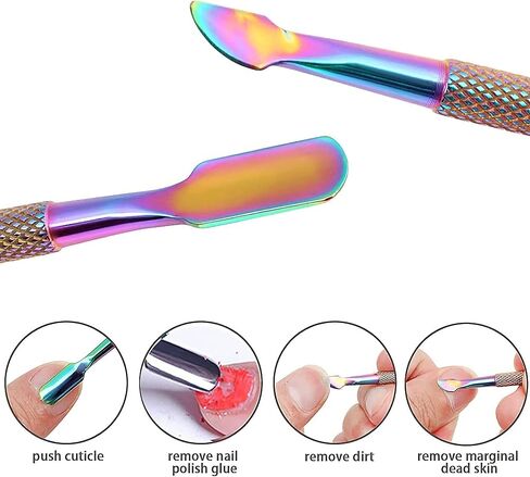 مجموعة تشذيب الجلد الميت من 6 قطع من Ruihao مع أداة دفع للزوائد اللحمية وقصاصة للزوائد اللحمية ومجموعة دافعة، أداة تشذيب الجلد الميت من الفولاذ المقاوم للصدأ للعناية بأظافر القدمين والأظافر - لون قوس قزح in Kuwait