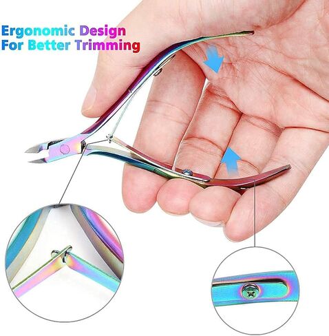 مجموعة تشذيب الجلد الميت من 6 قطع من Ruihao مع أداة دفع للزوائد اللحمية وقصاصة للزوائد اللحمية ومجموعة دافعة، أداة تشذيب الجلد الميت من الفولاذ المقاوم للصدأ للعناية بأظافر القدمين والأظافر - لون قوس قزح in Kuwait