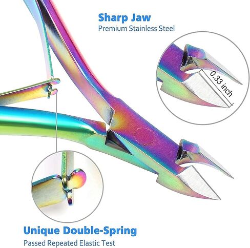 مجموعة تشذيب الجلد الميت من 6 قطع من Ruihao مع أداة دفع للزوائد اللحمية وقصاصة للزوائد اللحمية ومجموعة دافعة، أداة تشذيب الجلد الميت من الفولاذ المقاوم للصدأ للعناية بأظافر القدمين والأظافر - لون قوس قزح in Kuwait