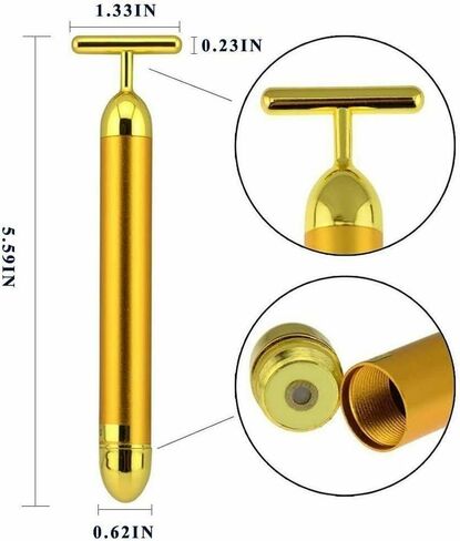 Beauty Bar 24K Golden Pulse Energy Facial Massager Roller, T Shape Electric Eye Neck Face Massager Tool for Pull Tight Firming Lift Daily Skin Care (Sliver) Count 1 Each in Kuwait