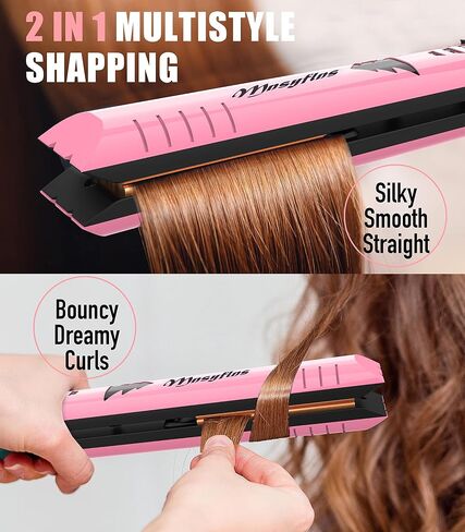 Hair Straightener, Portable 2-in-1 Flat Iron Hair Straightener and Curler, Professional Flat Iron Curling Iron in One All Hairstyles,15s Fast Heating, Adjustable Temp, Gift for Girls Women in Saudi Arabia