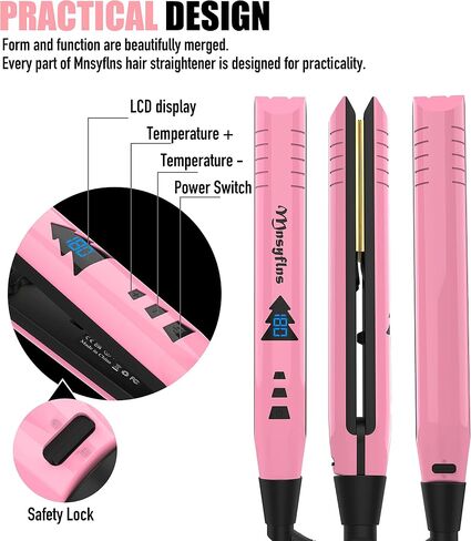 Hair Straightener, Portable 2-in-1 Flat Iron Hair Straightener and Curler, Professional Flat Iron Curling Iron in One All Hairstyles,15s Fast Heating, Adjustable Temp, Gift for Girls Women in Saudi Arabia