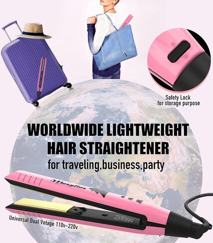 Hair Straightener, Portable 2-in-1 Flat Iron Hair Straightener and Curler, Professional Flat Iron Curling Iron in One All Hairstyles,15s Fast Heating, Adjustable Temp, Gift for Girls Women in Saudi Arabia
