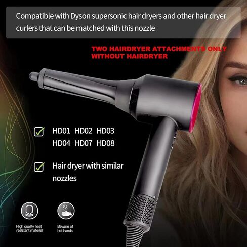 Amgnetic adsorption Hair Dryer attachments - Curling iron for Dyson Supersonic Hair dryer HD01 HD02 HD03 HD04 HD07 ，Hair Dryer professional attachments for Women Styling Natural，Contain 2 Curling Iron in Kuwait
