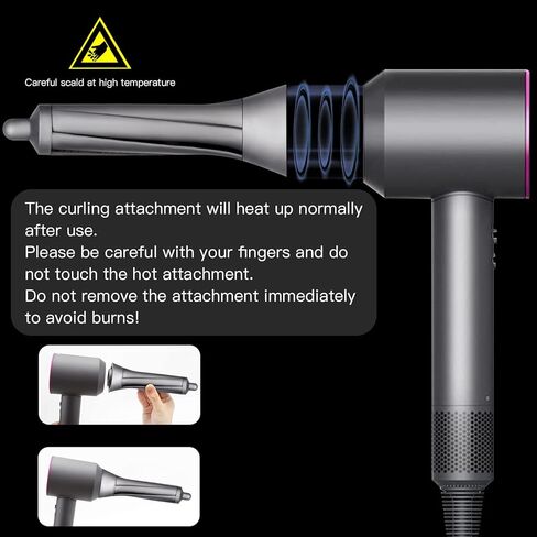 Amgnetic adsorption Hair Dryer attachments - Curling iron for Dyson Supersonic Hair dryer HD01 HD02 HD03 HD04 HD07 ，Hair Dryer professional attachments for Women Styling Natural，Contain 2 Curling Iron in Kuwait