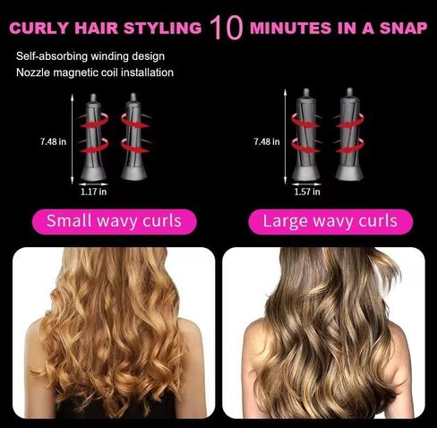 Amgnetic adsorption Hair Dryer attachments - Curling iron for Dyson Supersonic Hair dryer HD01 HD02 HD03 HD04 HD07 ，Hair Dryer professional attachments for Women Styling Natural，Contain 2 Curling Iron in Kuwait