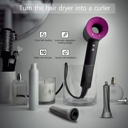 Amgnetic adsorption Hair Dryer attachments - Curling iron for Dyson Supersonic Hair dryer HD01 HD02 HD03 HD04 HD07 ，Hair Dryer professional attachments for Women Styling Natural，Contain 2 Curling Iron in Kuwait