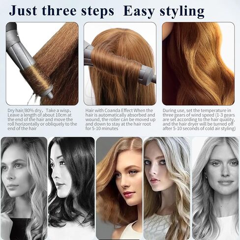 Amgnetic adsorption Hair Dryer attachments - Curling iron for Dyson Supersonic Hair dryer HD01 HD02 HD03 HD04 HD07 ，Hair Dryer professional attachments for Women Styling Natural，Contain 2 Curling Iron in Kuwait