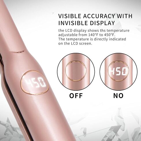 K&K Flat Iron Small Mini Tourmaline Titanium Hair Straightener 0.5 inch Plate 4D 360°Swivel LED Display for Woman Short Hair Adjustable Temperature Dual Voltage Auto Shut Off(Black) in Saudi Arabia