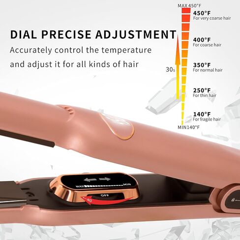 K&K Flat Iron Small Mini Tourmaline Titanium Hair Straightener 0.5 inch Plate 4D 360°Swivel LED Display for Woman Short Hair Adjustable Temperature Dual Voltage Auto Shut Off(Black) in Saudi Arabia