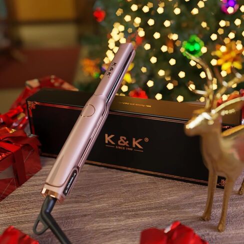 K&K Flat Iron Small Mini Tourmaline Titanium Hair Straightener 0.5 inch Plate 4D 360°Swivel LED Display for Woman Short Hair Adjustable Temperature Dual Voltage Auto Shut Off(Black) in Saudi Arabia