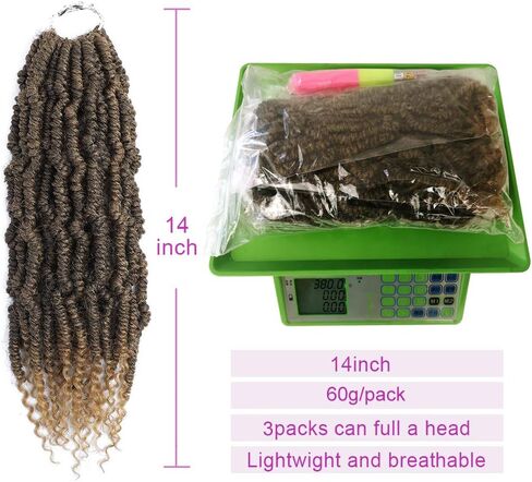 Bomb Twist Crochet Hair 6 packs 10 inch Passion Twist Hair Spring Twist Fluffy Twist Pre-looped Braids Mini Twist Synthetic Hair(T1B/350) in Saudi Arabia