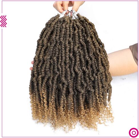 Bomb Twist Crochet Hair 6 packs 10 inch Passion Twist Hair Spring Twist Fluffy Twist Pre-looped Braids Mini Twist Synthetic Hair(T1B/350) in Saudi Arabia