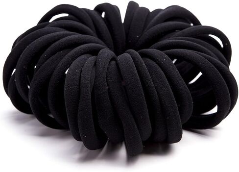 Elastic Hair Ties Hair Ties Bands Rope No Crease Elastic Fabric Large Cotton Stretch Ouchless Ponytail Holders, 50 pcs(1 PACK BLACK) in Saudi Arabia