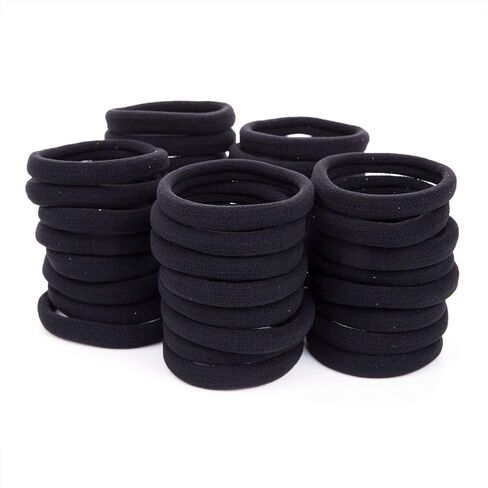 Elastic Hair Ties Hair Ties Bands Rope No Crease Elastic Fabric Large Cotton Stretch Ouchless Ponytail Holders, 50 pcs(1 PACK BLACK) in Saudi Arabia