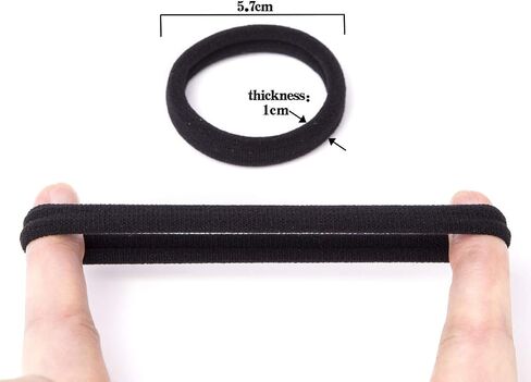 Elastic Hair Ties Hair Ties Bands Rope No Crease Elastic Fabric Large Cotton Stretch Ouchless Ponytail Holders, 50 pcs(1 PACK BLACK) in Saudi Arabia