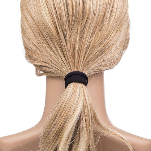 Elastic Hair Ties Hair Ties Bands Rope No Crease Elastic Fabric Large Cotton Stretch Ouchless Ponytail Holders, 50 pcs(1 PACK BLACK) in Saudi Arabia