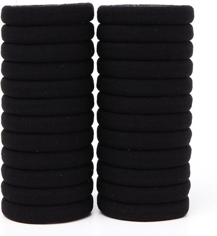 Elastic Hair Ties Hair Ties Bands Rope No Crease Elastic Fabric Large Cotton Stretch Ouchless Ponytail Holders, 50 pcs(1 PACK BLACK) in Saudi Arabia