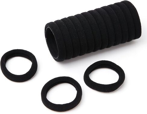 Elastic Hair Ties Hair Ties Bands Rope No Crease Elastic Fabric Large Cotton Stretch Ouchless Ponytail Holders, 50 pcs(1 PACK BLACK) in Saudi Arabia