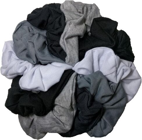 Cotton Scrunchie Set, Set of 10 Soft Cotton Scrunchies (All Black) in Saudi Arabia