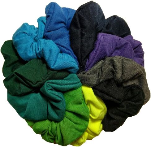 Cotton Scrunchie Set, Set of 10 Soft Cotton Scrunchies (All Black) in Saudi Arabia