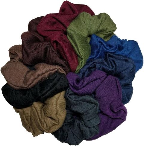 Cotton Scrunchie Set, Set of 10 Soft Cotton Scrunchies (All Black) in Saudi Arabia