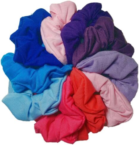 Cotton Scrunchie Set, Set of 10 Soft Cotton Scrunchies (All Black) in Saudi Arabia