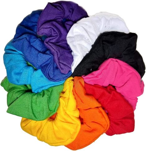 Cotton Scrunchie Set, Set of 10 Soft Cotton Scrunchies (All Black) in Saudi Arabia