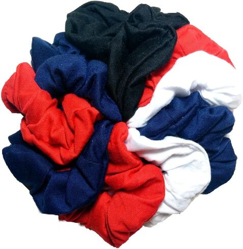 Cotton Scrunchie Set, Set of 10 Soft Cotton Scrunchies (All Black) in Saudi Arabia