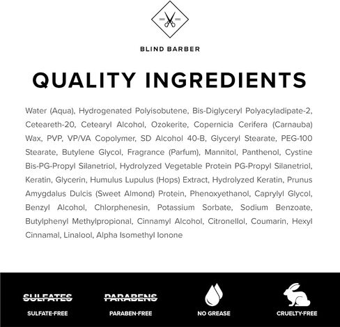 Blind Barber 90 Proof Hair Pomade for Men - Strong Hold, Natural Finish - Water-Based Pomade for Men with Hops & Tonka Bean - Free of Greasy Oils, Easy to Use Matte Pomade - (2.5 Oz) in Saudi Arabia