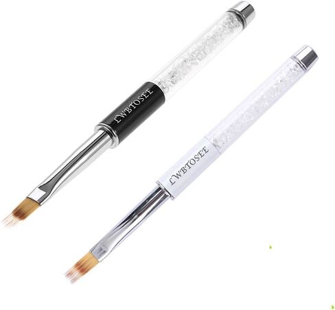 LWBTOSEE 2pc Nail Ombre Brush Nail Art Painting Pen Brush UV Gel Polish Gradient Color Rhinestone Crystal Acrylic Nail Drawing Pen in Saudi Arabia