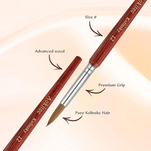 فرشاة أظافر أكريليك من Aokitec Kolinsky #14 فرشاة أكريليك بيضاوية مجعدة فرشاة فنية للأظافر من أجل تطبيق الأكريليك فرشاة بولي جل أداة تزيين الأظافر in Kuwait