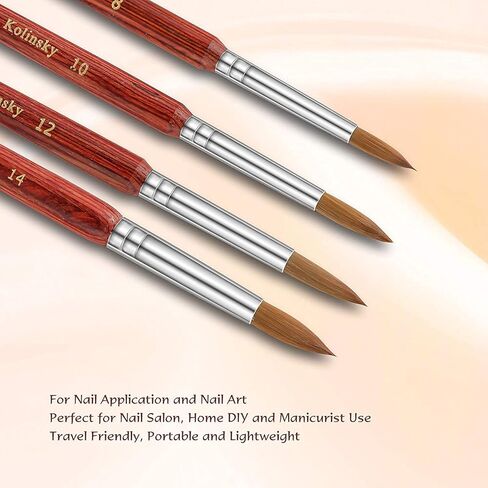 فرشاة أظافر أكريليك من Aokitec Kolinsky #14 فرشاة أكريليك بيضاوية مجعدة فرشاة فنية للأظافر من أجل تطبيق الأكريليك فرشاة بولي جل أداة تزيين الأظافر in Kuwait