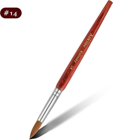 فرشاة أظافر أكريليك من Aokitec Kolinsky #14 فرشاة أكريليك بيضاوية مجعدة فرشاة فنية للأظافر من أجل تطبيق الأكريليك فرشاة بولي جل أداة تزيين الأظافر in Kuwait