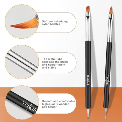 فرش طلاء الأظافر من تيويال، 6 قطع من أدوات تصميم الأظافر مزدوجة الأطراف مع فرش طلاء جل البناء، فرش تحديد الأظافر، 6 أقلام تنقيط in Kuwait