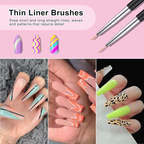 فرش طلاء الأظافر من تيويال، 6 قطع من أدوات تصميم الأظافر مزدوجة الأطراف مع فرش طلاء جل البناء، فرش تحديد الأظافر، 6 أقلام تنقيط in Kuwait