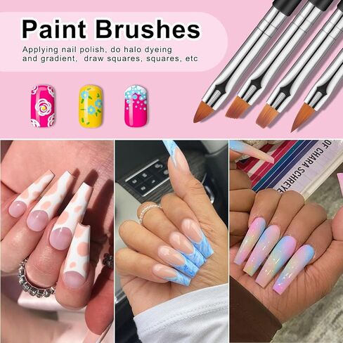 فرش طلاء الأظافر من تيويال، 6 قطع من أدوات تصميم الأظافر مزدوجة الأطراف مع فرش طلاء جل البناء، فرش تحديد الأظافر، 6 أقلام تنقيط in Kuwait