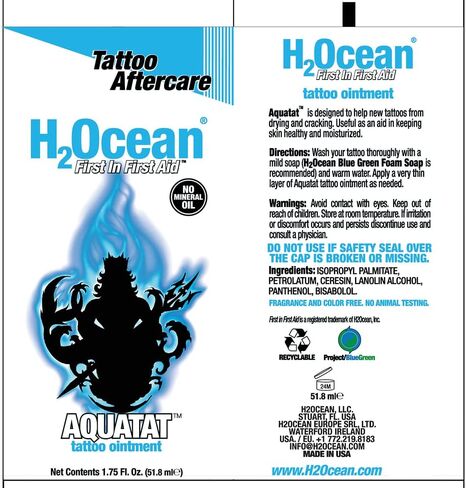 H2Ocean Aquatat Tattoo Healing Ointment - Tattoo Aftercare Cream for Tattoo Supplies - Fragrance- & Dye-Free Tattoo Care Ointment with Vitamins A & B - 0.75 oz in Kuwait