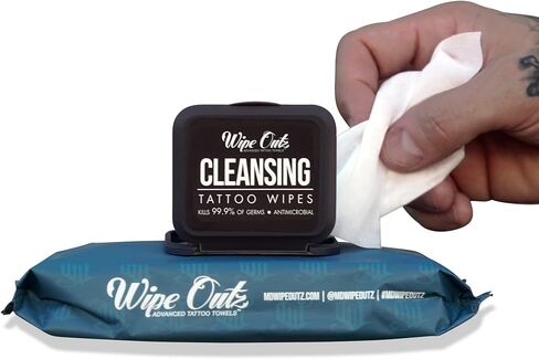 Wipe Outz Cleansing Tattoo Wipes for During Tattooing & Tattoo After Care, All in One Tattoo Cleaning Wipes to Clean Skin, Alcohol Free Tattoo Green Soap Wipes for Tattooing, 40-Count (1 Pack) in Saudi Arabia