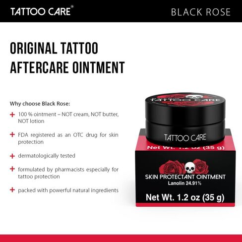 Makra Black Rose – Aftercare & Brightener Ointment - for New & Older Tattoos – Protects and Deeply Moisturizes – Enhances Colors, Prevents Fading, Brings Back Shine - 1.2 Oz/35 g in Kuwait