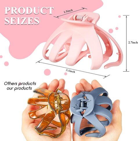 8 Pieces Big Octopus Hair Clips Matte Large Grip Octopus Clip Spider Hair Claw Clips Octopus Jaw Hair Claw Clips No-Slip Octopus Grip Clip for Women Girls in Saudi Arabia
