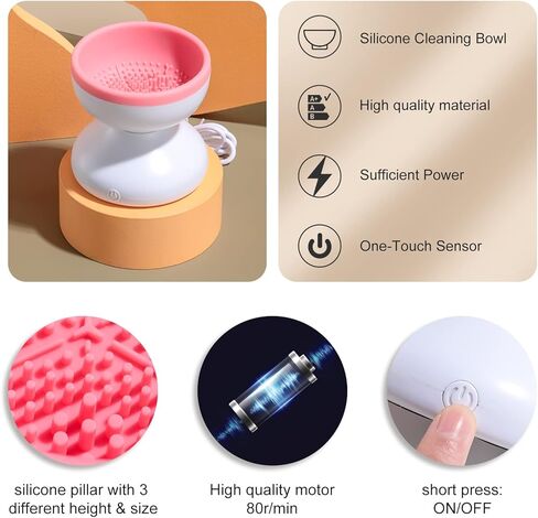 ون ليف مجفف كهربائي ممتاز لتنظيف فرش المكياج بسرعة فائقة - ادوات تنظيف فرش اوتوماتيكية محمولة لجميع الاحجام من بيوتي واي in Kuwait